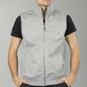 UFC Mens 2XL MMA Soft Shell Vest Jacket Gray Sleeveless Pockets Zip Front NEW